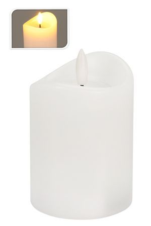 Светодиодная восковая свеча ХЮГГЕ ТАЙМ, белая, 'натуральный фитилёк', 20 см, таймер, батарейки, Koopman International