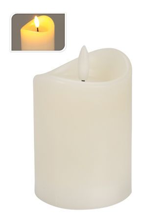 Светодиодная восковая свеча ХЮГГЕ ТАЙМ, слоновая кость, 'натуральный фитилёк', 10 см, таймер, батарейки, Koopman International
