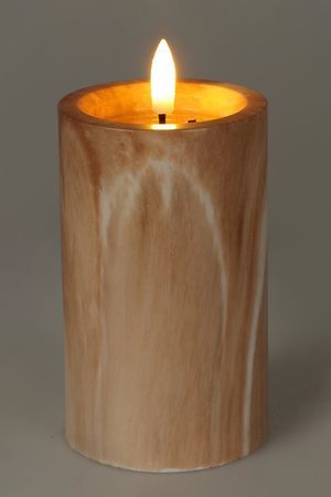 Светодиодная восковая свеча ЭФФЕКТ МРАМОРА, коричневая, 'натуральный фитилёк', 12.5 см, таймер, батарейки, Koopman International