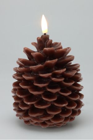 Светодиодная восковая декоративная свеча УЮТНАЯ ШИШКА, белая, 'натуральный фитилёк', 13 см, таймер, батарейки, Koopman International