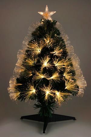 Настольная оптоволоконная ёлка РЭЙОН, зелёная, 60 тёплых белых LED-огней, 60 см, контроллер, Koopman International