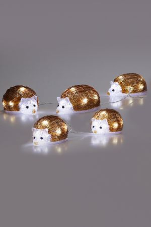 Набор светящихся фигурок МАЛЫШАТА ЁЖИКИ, акрил, 40 тёплых белых LED-огней, таймер, батарейки, уличный, Koopman International