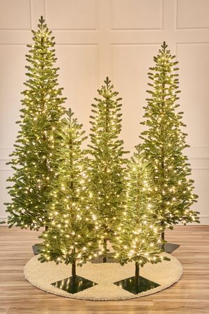 Ель искусственная с лампочками Тикко 220 см, 280 теплых белых LED ламп, ЛИТАЯ 100%, Max CHRISTMAS