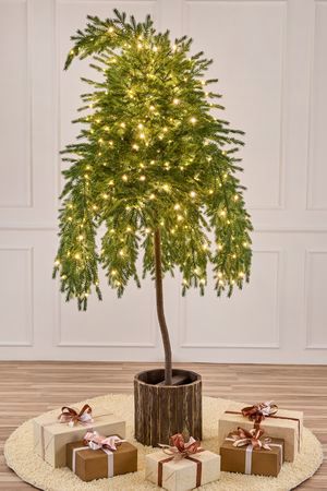 Искусственная елка с лампочками Фиджи 230 см, теплые белые LED лампы, ЛИТАЯ 100%, Max CHRISTMAS