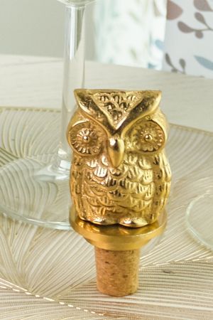Декоративная пробка для бутылки GOLDEN ANIMAL- СОВА, золотая, 6 см, Koopman International