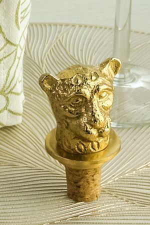 Декоративная пробка для бутылки GOLDEN ANIMAL- ЛЕОПАРД, золотая, 5 см, Koopman International