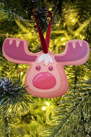 Ёлочная игрушка ОЛЕНЁНОК РУДИ, коллекция ПРЯНИЧНОЕ НАСТРОЕНИЕ, дерево, 10 см, МанузинЪ