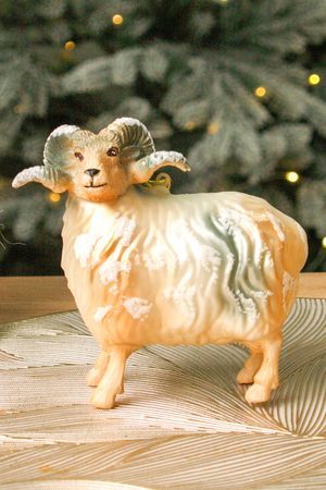 Ёлочная игрушка ГОСТИ ИЗ ЗИМНЕГО ЛЕСА: БАРАШЕК стекло, 13 см, Winter Deco