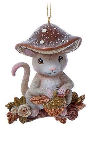 Ёлочная игрушка МЫШКА ГРИБОЧЕК, полистоун, 9 см, Kurts Adler