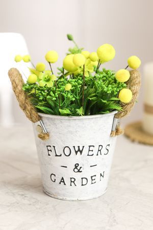 Искусственный цветок в горшке ОБРАЗ МИМОЗЫ с полевыми растениями, 19 см, Due Esse Christmas