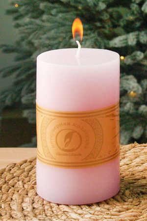 Свеча-столбик ЭТЕРНОС КЛАССИКО, светло-розовая, 15х8 см, Омский Свечной