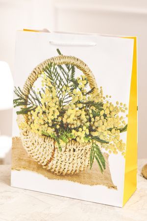 Подарочный пакет КОРЗИНКА МИМОЗЫ, бумага, 33х25 см, Due Esse Christmas