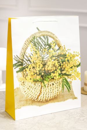 Подарочный пакет КОРЗИНКА МИМОЗЫ, бумага, 42х33 см, Due Esse Christmas