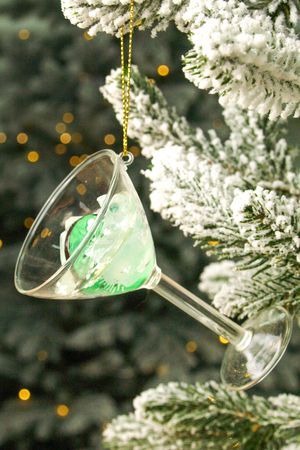 Ёлочная игрушка из стекла КОКТЕЙЛЬ-БАР: КИВИ, стекло, 9 см, Kaemingk