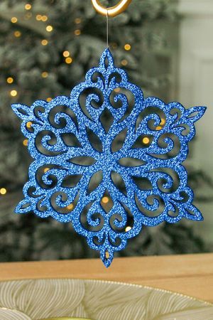 Игрушка для уличной ёлки СНЕЖИНКА 'ЗИМНИЙ ЦВЕТОК', дерево, синий, 15 см, МанузинЪ