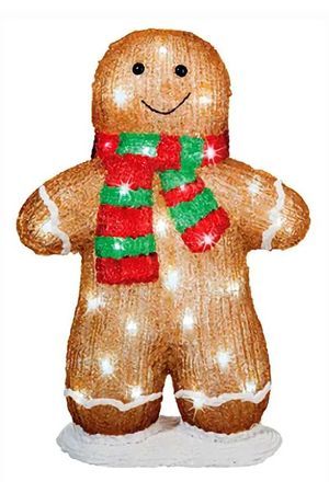 Светящаяся фигура  ПРЯНИЧНЫЙ ЧЕЛОВЕЧЕК, акрил, 48 холодных белых LED-огней, 46 см, уличные, Kaemingk