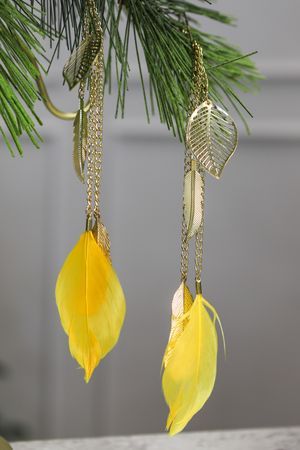 Набор подвесок КОКЕТЛИВЫЕ ПЁРЫШКИ, желтые, 25 см, упаковка 2 шт., Kaemingk
