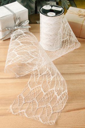 Лента для декорирования ПАУТИНКА, белая, 13х270 см, Kaemingk