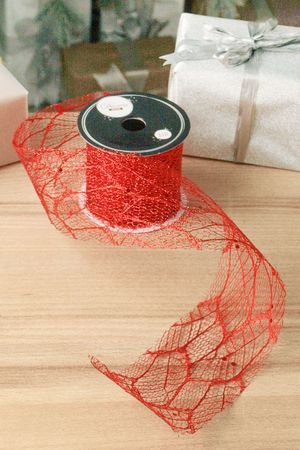Лента для декорирования ПАУТИНКА, красный, 6х270 см, Kaemingk