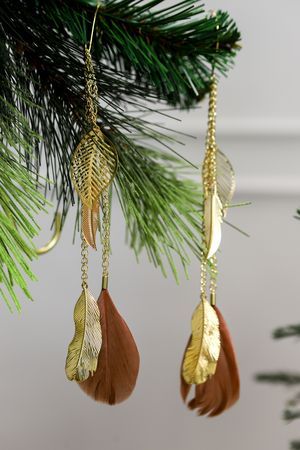 Набор подвесок КОКЕТЛИВЫЕ ПЁРЫШКИ, коричневые, 25 см, упаковка 2 шт., Kaemingk