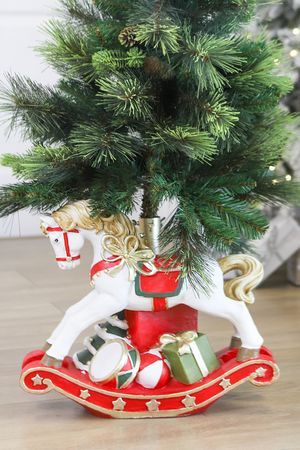 Подставка для ёлки НАРЯДНАЯ ЛОШАДКА-КАЧАЛКА, полистоун, 47х40 см, диаметр ствола до 3.8 см, Winter Deco