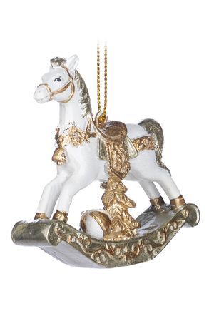 Ёлочная игрушка ЛОШАДКА-КАЧАЛКА АВРОРА, полистоун, 8 см, Goodwill