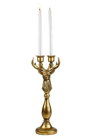 Декоративный подсвечник-канделябр СВЕТ ЗИМНЕЙ СКАЗКИ, на две свечи, полистоун, 38 см, Goodwill