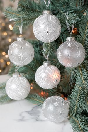 Набор ёлочных ПЭТ шаров ЛЕДЯНАЯ СКАЗКА,  прозрачный белый, 8 см, 6 шт., Winter Deco