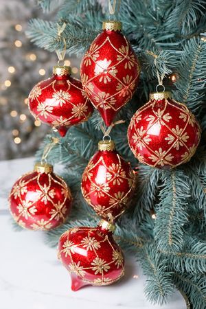 Набор ёлочных ПЭТ шаров и украшений ДЭЙЗИ ГОЛД,  красный, 10 см, 6 шт., Winter Deco