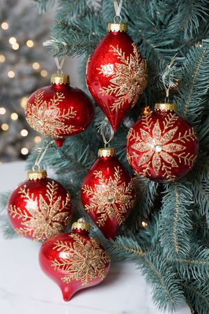 Набор ёлочных ПЭТ шаров и украшений ДЭЙЗИ ГОЛД,  красный, 10 см, 6 шт., Winter Deco