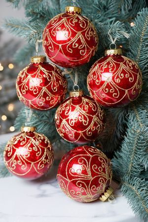 Набор ёлочных ПЭТ шаров ТОРЖЕСТВО ОРНАМЕНТА,  красный, 10 см, 6 шт., Winter Deco