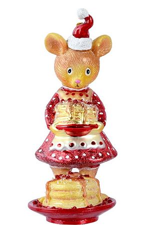Набор ёлочных игрушек МЫШКА-ПЕКАРЬ, стекло, 15 см, Winter Deco
