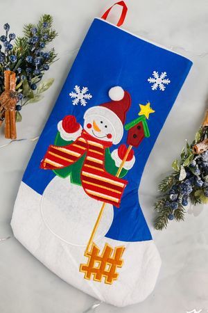 Носок для подарков - ЯРКАЯ ЗИМА, гoлубой, текстиль, 45 см, Koopman International