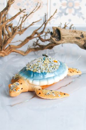 Ёлочная игрушка МЕРЦАЮЩАЯ ЧЕРЕПАШКА, стекло, 13 см, Winter Deco