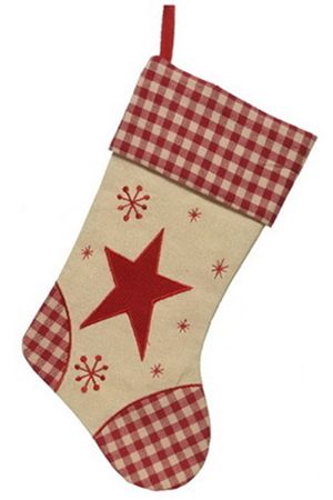 Носок для подарков КЛЕТЧАТЫЕ ТРАДИЦИИ С ЗДЕЗДОЙ, полиэстер, 45 см, Kaemingk