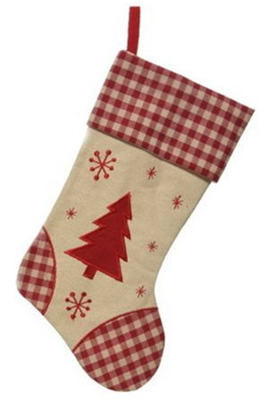 Носок для подарков КЛЕТЧАТЫЕ ТРАДИЦИИ С ЁЛОЧКОЙ, полиэстер, 45 см, Kaemingk