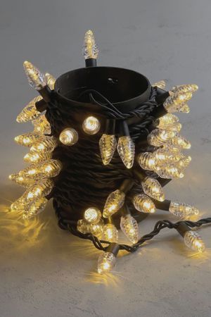 Светодиодная гирлянда ШИШКИ 'КОНЬЕ', 100 теплых белых LED-огней, 10 м, коннектор, черный каучук, уличная, BEAUTY LED