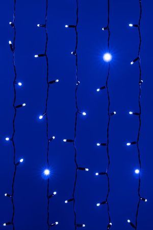 Гирлянда штора 2*2 м, 400 синих LED ламп, черный эко-каучук, соединяемый, IP65, BEAUTY LED