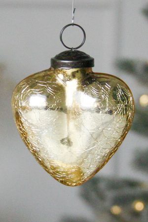 Ёлочное украшение-сердечко КОРДЕЛЬ, стекло, золотое, 8 см, Kaemingk
