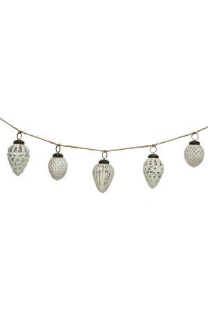 Декоративная гирлянда ШАРИКИ А-ЛЯ ВИНТАЖ, стекло, белая, 120 см, Kaemingk