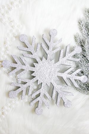 Снежинка КРИСТАЛЛ - макси, серебряная, пеноплекс, 60 см, МанузинЪ