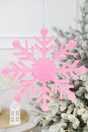 Снежинка КРИСТАЛЛ - макси, розовая, пеноплекс, 40 см, МанузинЪ