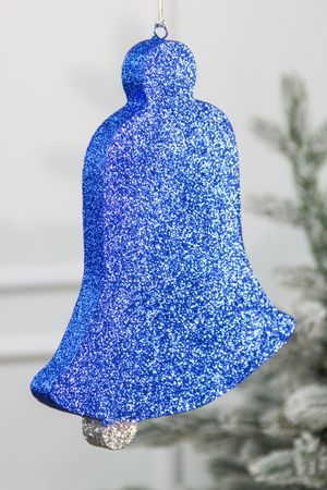 Елочное украшение КОЛОКОЛЬЧИК двухцветный с блестками, синий, пеноплекс, 25 см, МанузинЪ