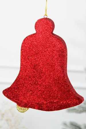 Елочное украшение КОЛОКОЛЬЧИК двухцветный с блестками, красная, пеноплекс, 40 см, МанузинЪ