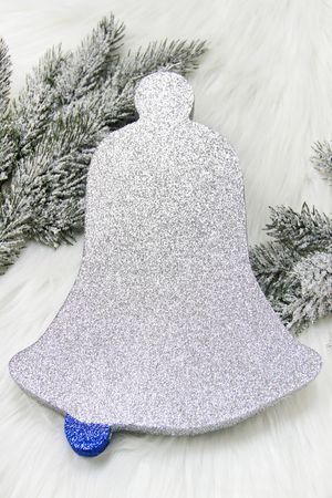 Елочное украшение КОЛОКОЛЬЧИК двухцветный с блестками, серебряная, пеноплекс, 40 см, МанузинЪ