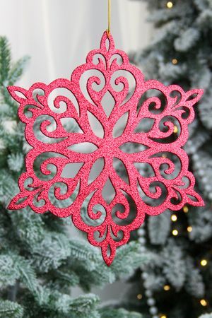 Игрушка для уличной ёлки СНЕЖИНКА 'ЗИМНИЙ ЦВЕТОК', дерево, красный, 25 см, МанузинЪ