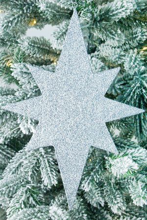 Елочное украшение ВИФЛЕЕМСКАЯ ЗВЕЗДА серебряная, с блестками, пеноплекс, 25 см, МанузинЪ