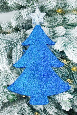 Елочное украшение ЁЛОЧКА ДВУХЦВЕТНАЯ с блестками, пеноплекс, синяя, 40 см, МанузинЪ