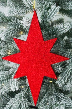Елочное украшение ВИФЛЕЕМСКАЯ ЗВЕЗДА красная, с блестками, пеноплекс, 40 см, МанузинЪ