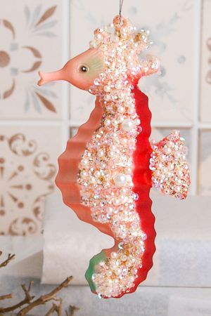 Ёлочная игрушка МОРСКОЙ КОНЁК - КОРОЛЕВСКАЯ ГРАЦИЯ, стекло, 13 см, Winter Deco